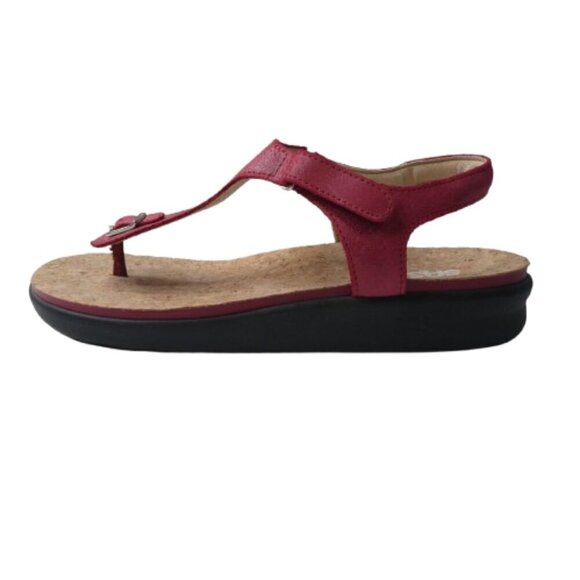 SAS Red Leather Open Toe Thong Sandals Womens 9.5 - Picture 4 of 12